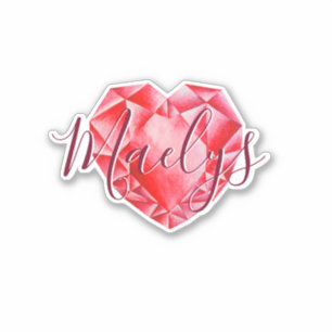 Adesivo Adicionar Nome ou Monograma Red Heart Diamond Ruby