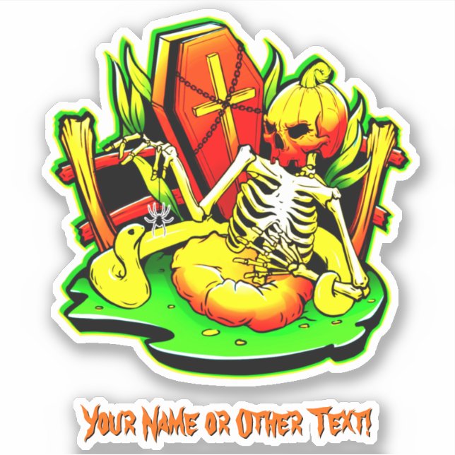 Adesivo Adicionar Nome, Pumpkin Skeleton Cobra Coffin Spid (Frente)