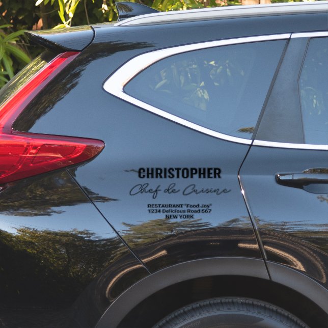 Adesivo Adicionar Nome Restaurante Chef de Cuisine (Lado do carro)