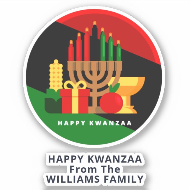 Adesivo Adicionar Texto de Nome, Velas do Kwanzaa Oferecem (Frente)