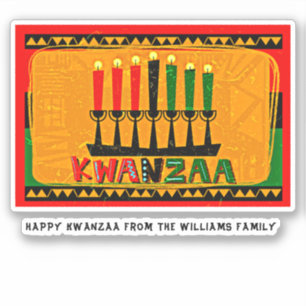 Adesivo Adicionar Texto de Nome, Velas Felizes Kwanzaa Bei