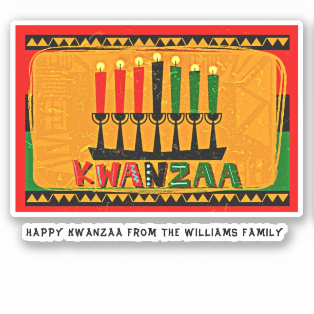 Adesivo Adicionar Texto de Nome, Velas Felizes Kwanzaa Bei (Frente)