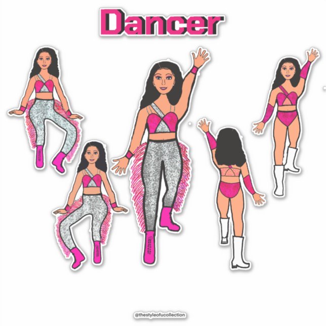 Adesivo Adicionar um nome Dancer Prateado Rosa #2 (Frente)