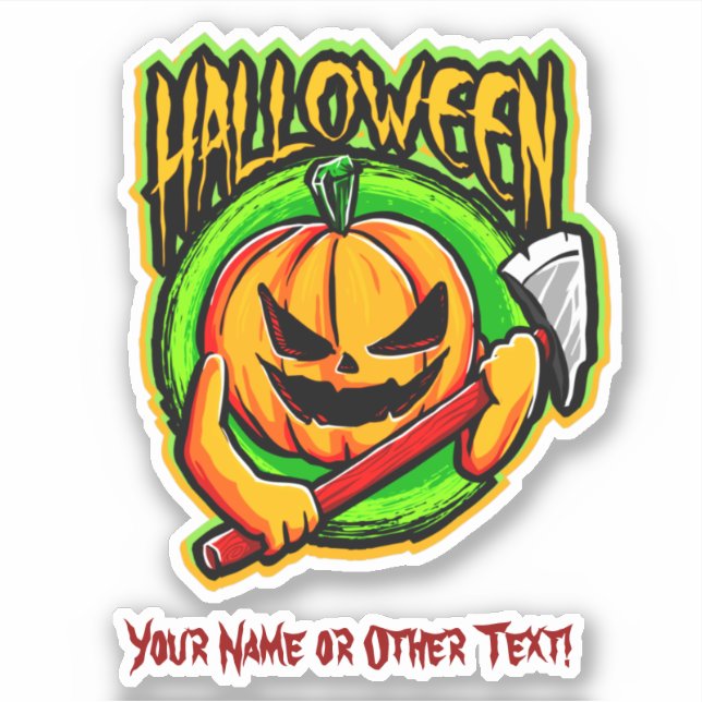 Adesivo Adicione Nome, Ax Murderer Pumpkin Head Green Brow (Frente)