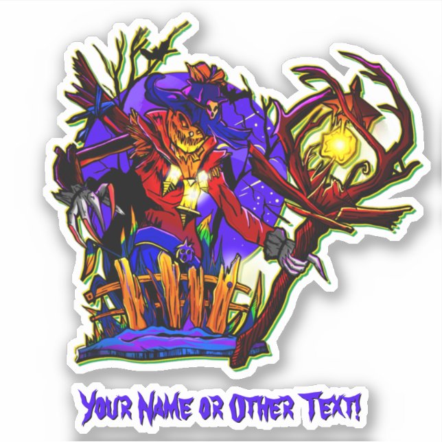 Adesivo Adicione Nome, Monster Pumpkin Head Scarecrow com  (Frente)