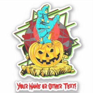 Adesivo Adicione Nome, Monster Pumpkin Zombie Reach