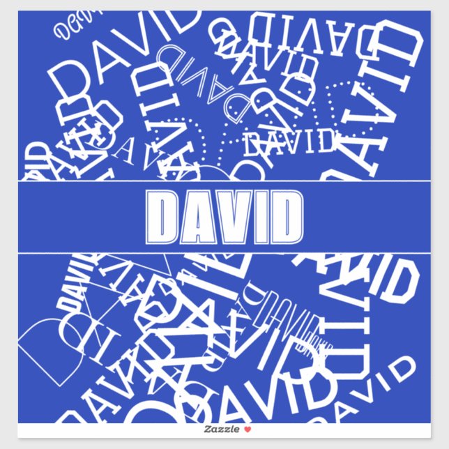 Adesivo Adicione qualquer nome, nome colagem em azul e bra (Folha)