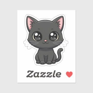 Adesivo Adorable Cartoon Black Cat