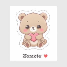 Adesivo Adorable Chibi Bear with Heart 