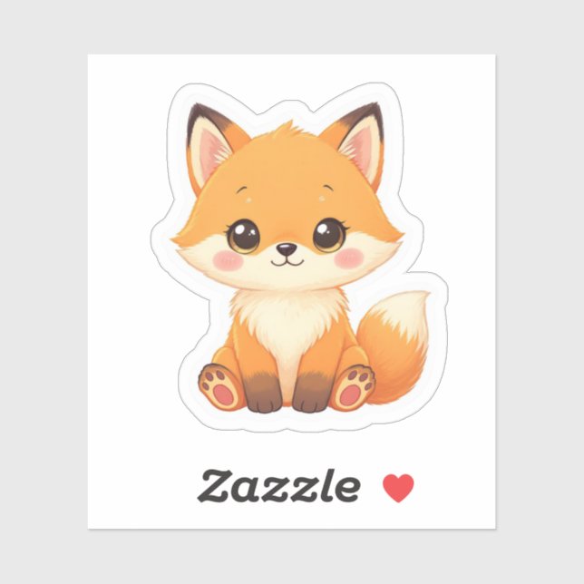 Adesivo Adorable Kawaii Fluffy Fox (Folha)