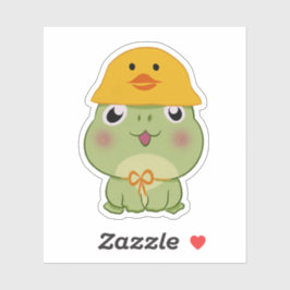 Adesivo Adorable Kawaii Frog Wearing Duck Hat