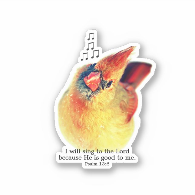 Adesivo Adorable Mama Cardinal Singing Praises Bible Verse (Frente)