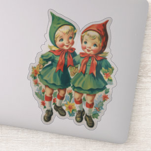 Adesivo Adoráveis Elfos de Natal Retrô