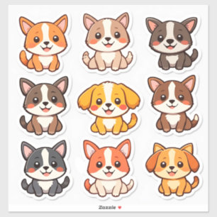 Adesivo Adoráveis Stickers de Cachorro de Desenho Animado