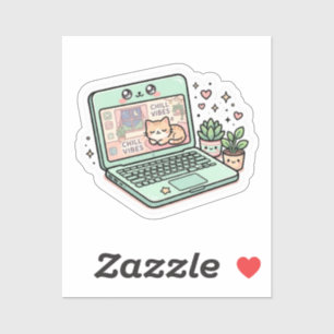Adesivo Adoráveis Vibrações Kawaii Relaxantes para Laptop