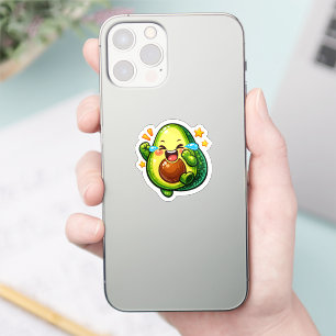 Adesivo Adorável Abacate Kawaii Rindo Chorando Lágrimas de