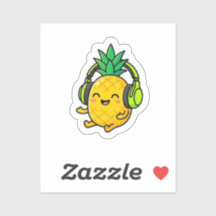 Adorável Abacaxi Kawaii Usando Fones de Ouvido SuS