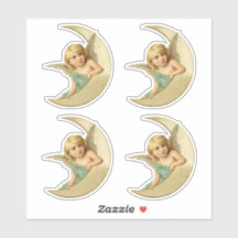 Adorável anjo vitoriano descansando na lua cortado