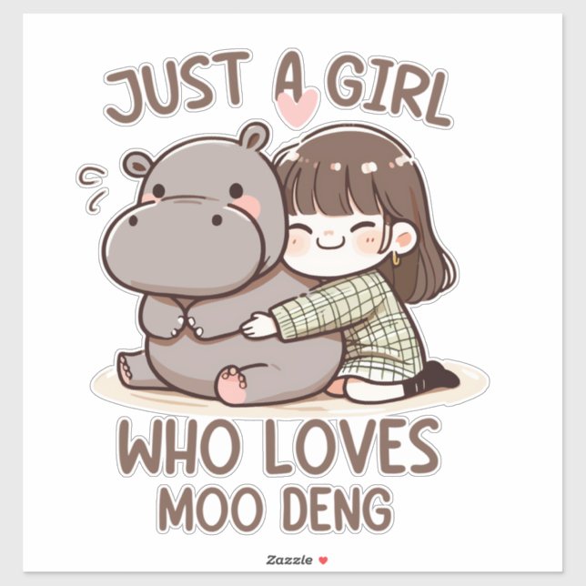 Adesivo Adorável Bebê Hippo, Só Uma Menina Que Ama Moo Den (Folha)