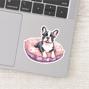 Adesivo Adorável Bulldog Francês em uma Cushion