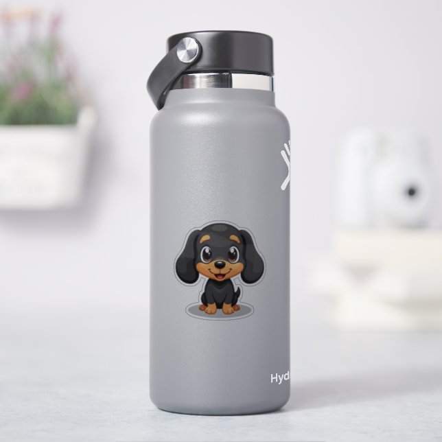 Adesivo Adorável Dachshund Puppy - Estilo Chibi (HidroFlask)