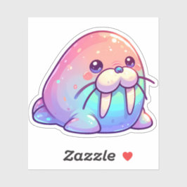 Adesivo Adorável Kawaii Sparkly Charm Pastel Walrus