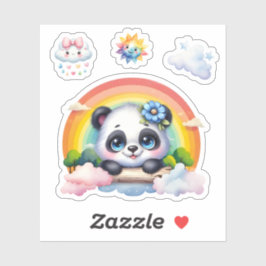 Adesivo Adorável Panda Bebê nas Nuvens. Panda Sticker