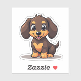 Adesivo Adorável Sticker de Filhote de Dachshund Kawaii