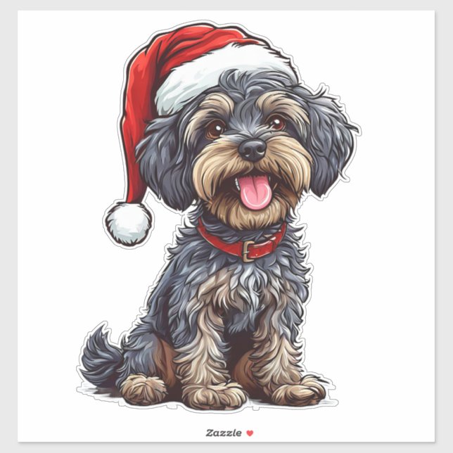 Adesivo Adorno de Natal Cachorro Fofinho e Felpudo Amante  (Folha)