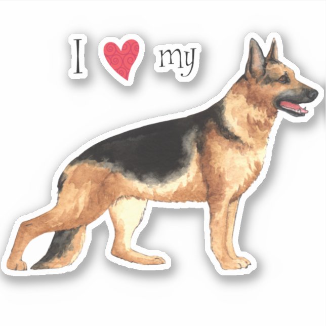 Adesivo Adoro o meu German shepherd Vinyl Sticker (Frente)