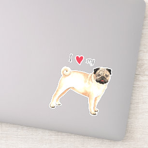Adesivo Adoro o meu Pug Vinyl Sticker