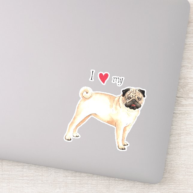Adesivo Adoro o meu Pug Vinyl Sticker (Detalhe)