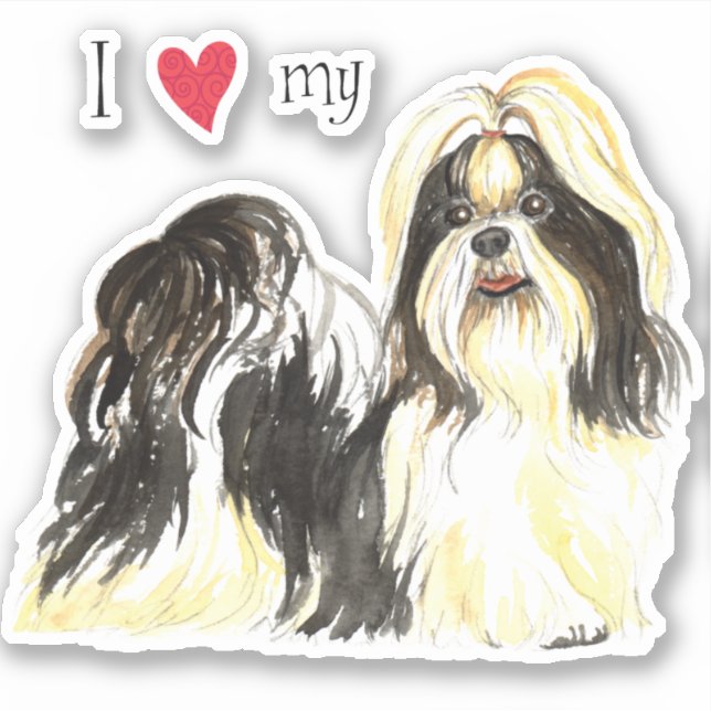 Adesivo Adoro o meu Shih Tzu Vinyl Sticker (Frente)