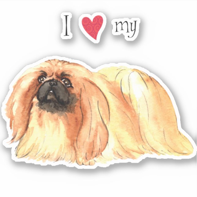 Adesivo Adoro o meu vinil-Sticker Pekingese (Frente)