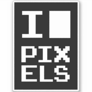Adesivo Adoro Pixels, design de geek, arte de pixel
