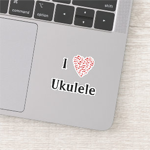 Adesivo Adoro Ukulele Red Heart of Music Notes Vinyl