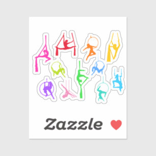 Adesivo Aerialista Silks Aéreos Lyra silhuetas arco-íris