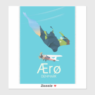 Adesivo Ærø, poster de viagens do mapa de Dinamarca