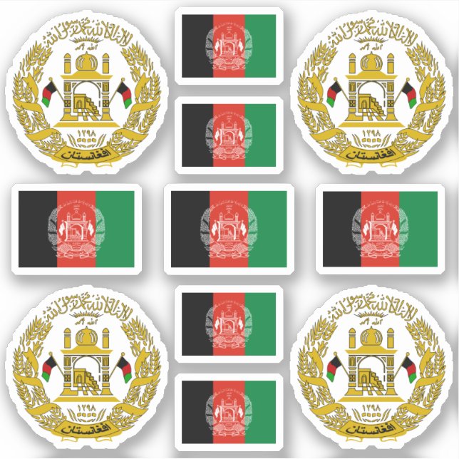 Adesivo Afghan symbols / coat of arms and flag (Frente)
