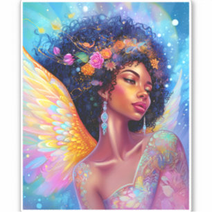 Adesivo África-americana Angel Lady Fantasy Art