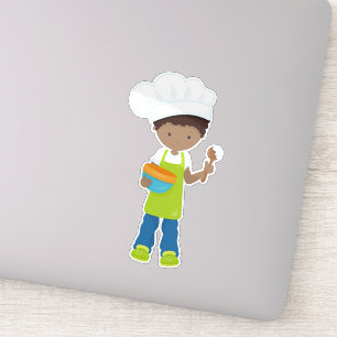 Adesivo African American Boy, Baking, Baker, Bakery, Apron