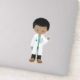Adesivo African American Boy, Doctor, Lab Casaco, Medicina
