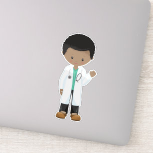 Adesivo African American Boy, Doctor, Lab Casaco, Medicina