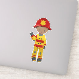 Adesivo African American Boy, Fireman, Firefighter, Helmet