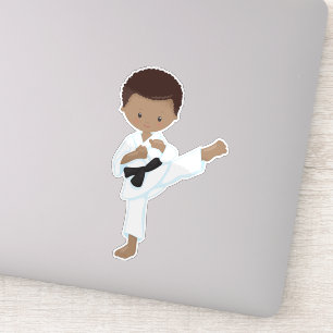 Adesivo African American Boy, Karate Boy, Black Belt, Kata