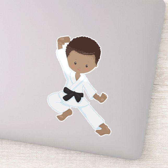 Adesivo African American Boy, Karate Boy, Kata, Black Belt (Detalhe)