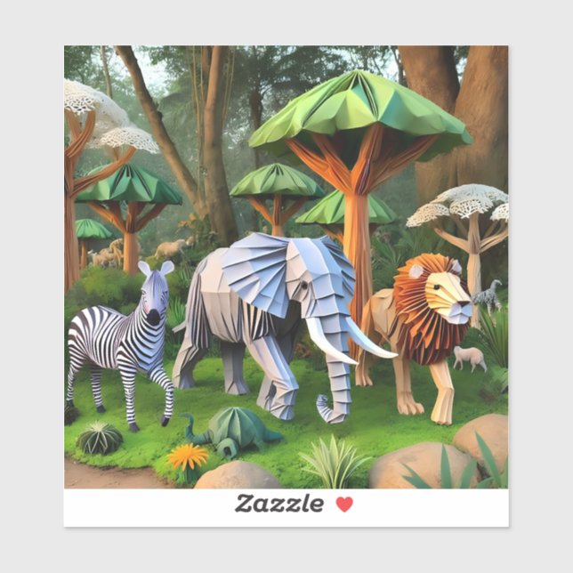 Adesivo  African animals in origame (Folha)