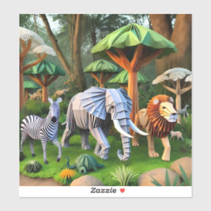 Adesivo  African animals in origame