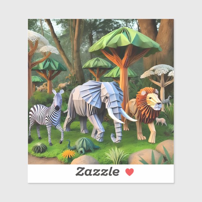 Adesivo  African animals in origame (Folha)