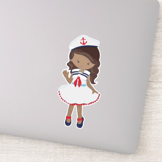 Adesivo Afro-Americana, Capitão de Barco, Capitão, Mar (Detalhe)